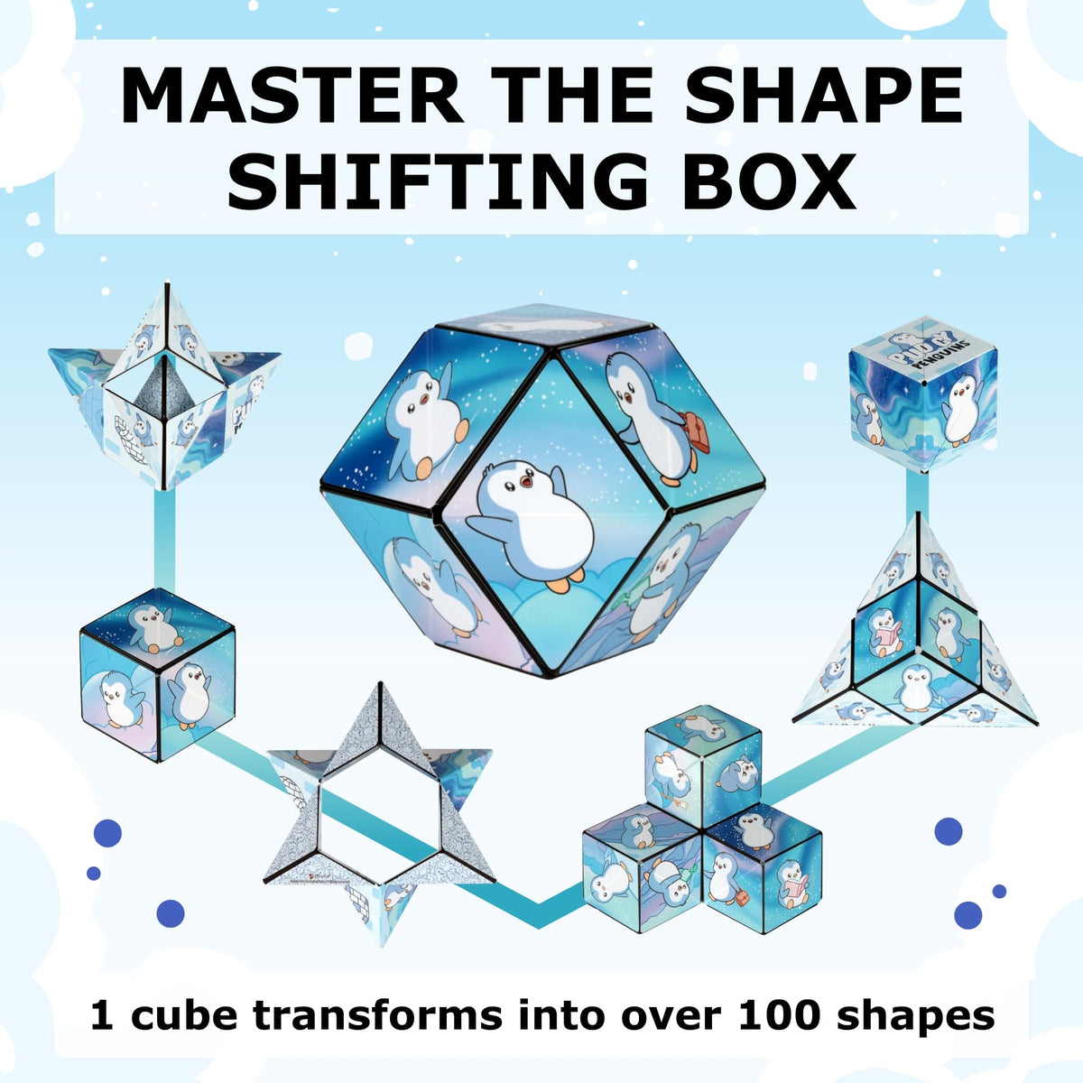 Shashibo collect-and-connect system, expand play by linking cubes for larger forms and curiosity.