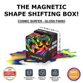 Shashibo compact travel toy for quiet, on-the go fun.