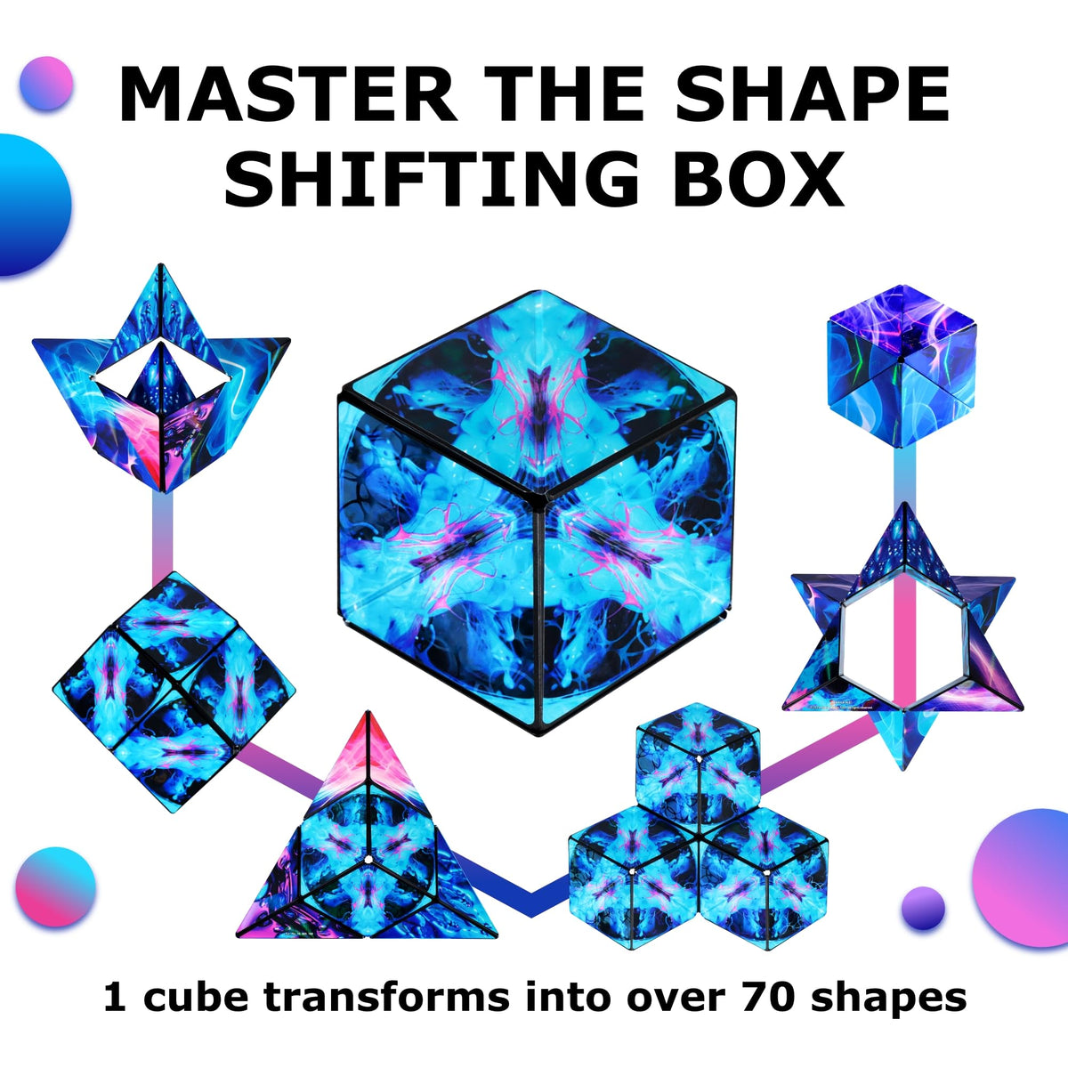 Shashibo connect multiple cubes to build bigger sculptures together.