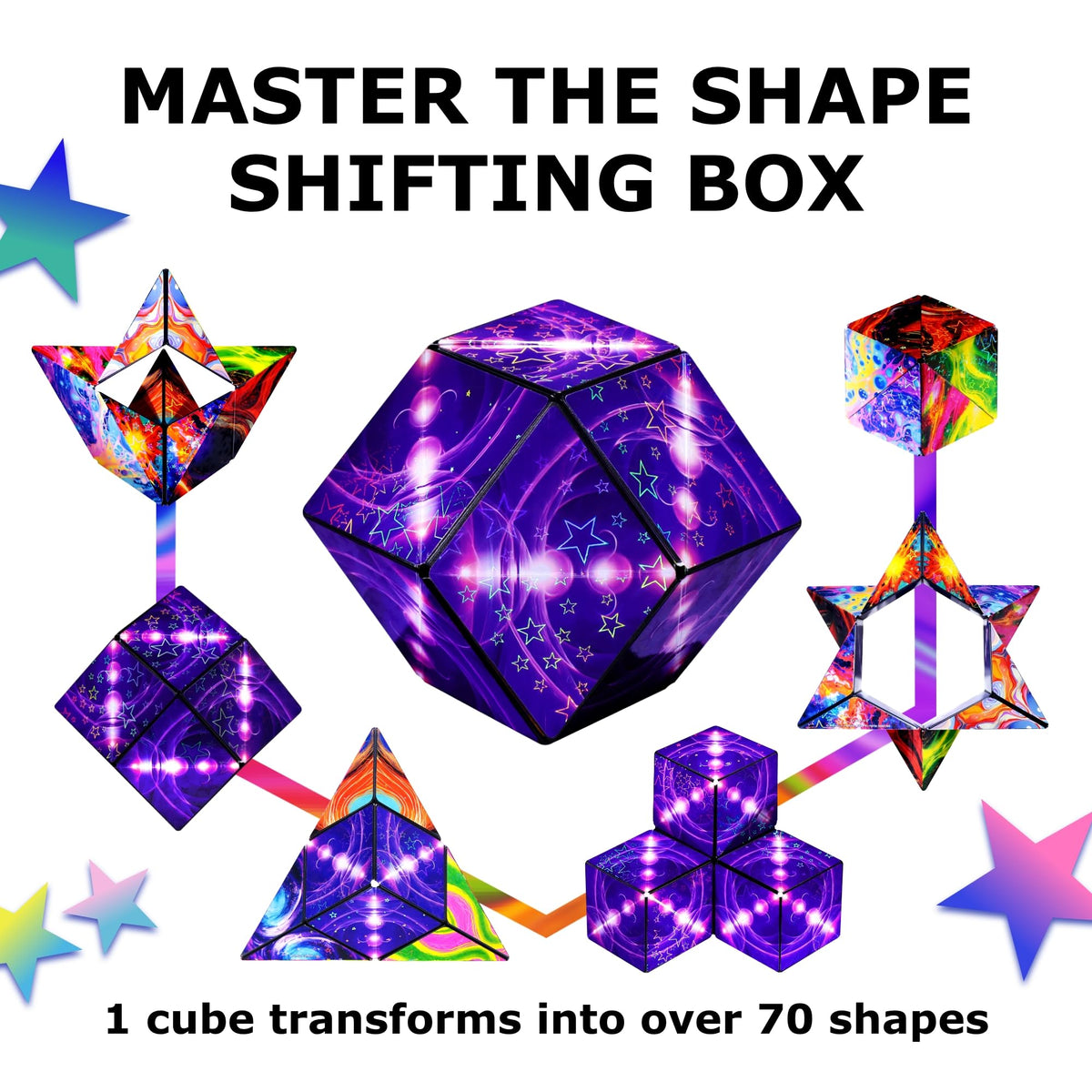 Shashibo Cosmos connected cubes forming larger sculpture.