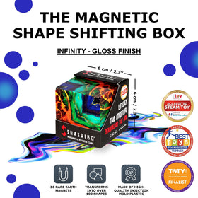 Shashibo DODECA magnetic puzzle cubes arranged to showcase seamless shape shifting