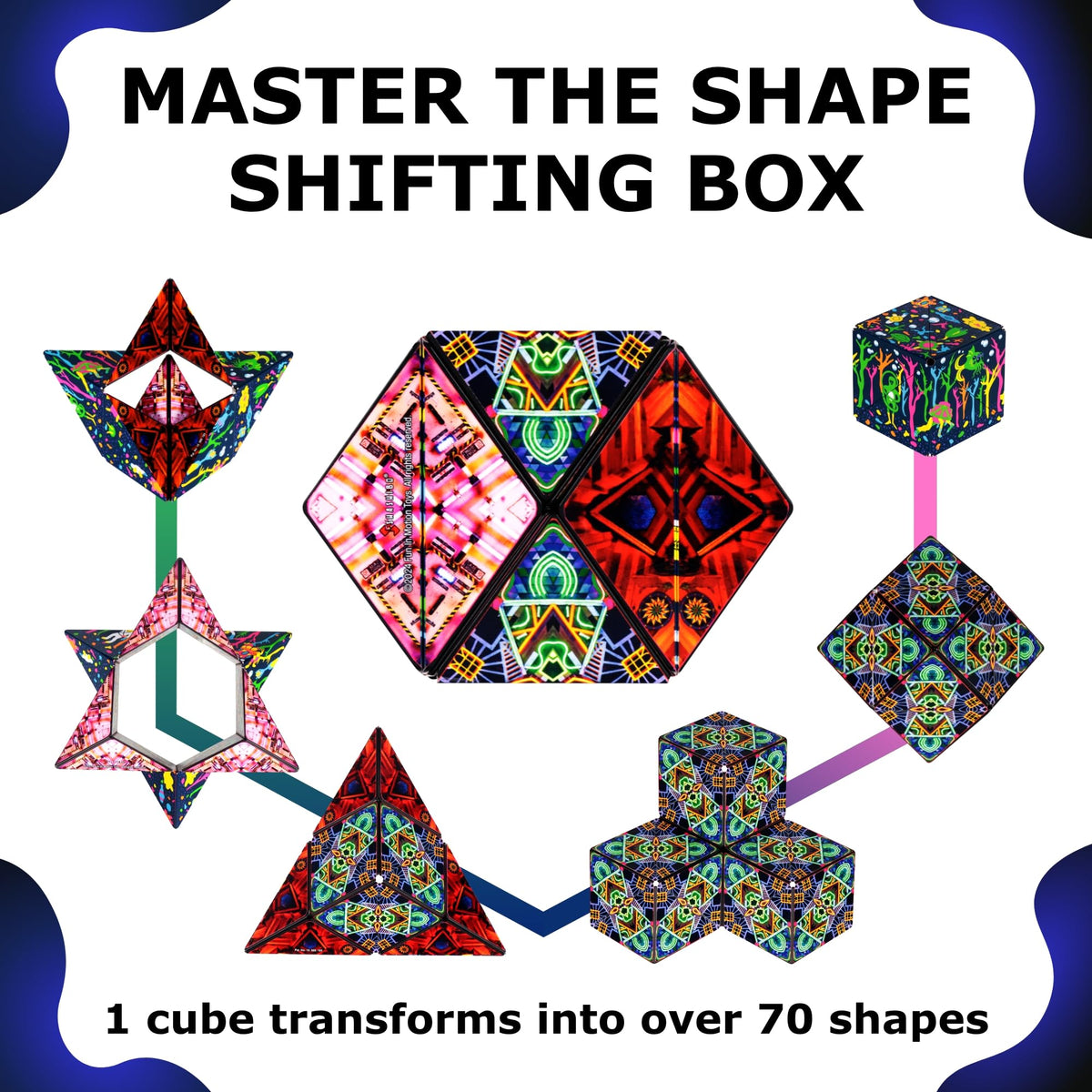 Shashibo Glowquarium connected cubes show larger sculptures idea for collaborative play.