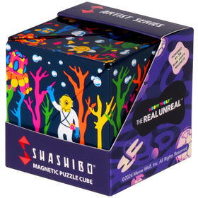 Shashibo Glowquarium transforming box shows multiple forms for creative play and focus.