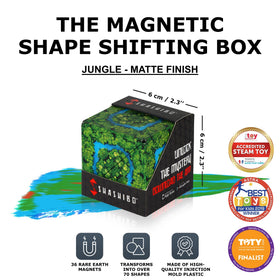 Shashibo Jungle magnetic cubes connect to build larger magnetic sculptures.