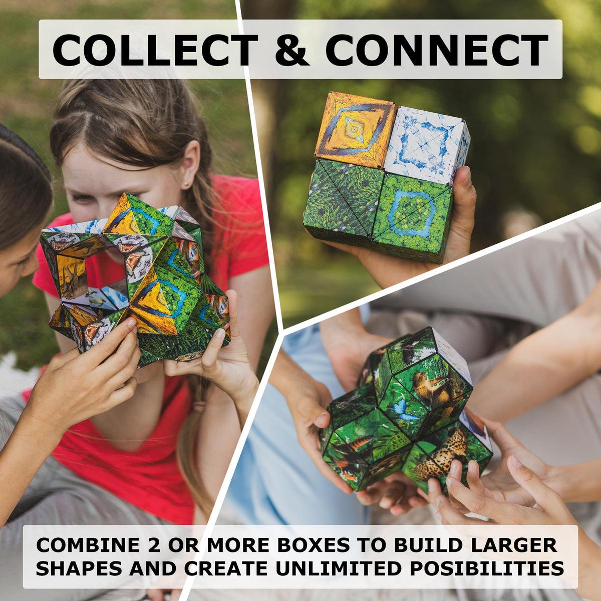 Shashibo Jungle STEM toy supports creativity and fine motor skills.