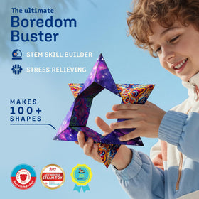 Shashibo magnet cubes connected together to build larger magnetic sculptures.