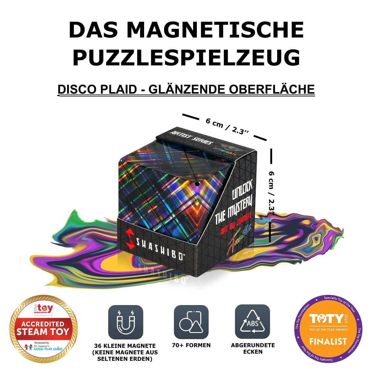 Shashibo magnets linking two cubes to form larger shapes