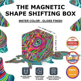 Shashibo magnetic cubes connected forming larger structures for creativity.