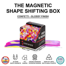 Shashibo magnetic cubes connected: build larger sculptures with a satisfying magnetic click.