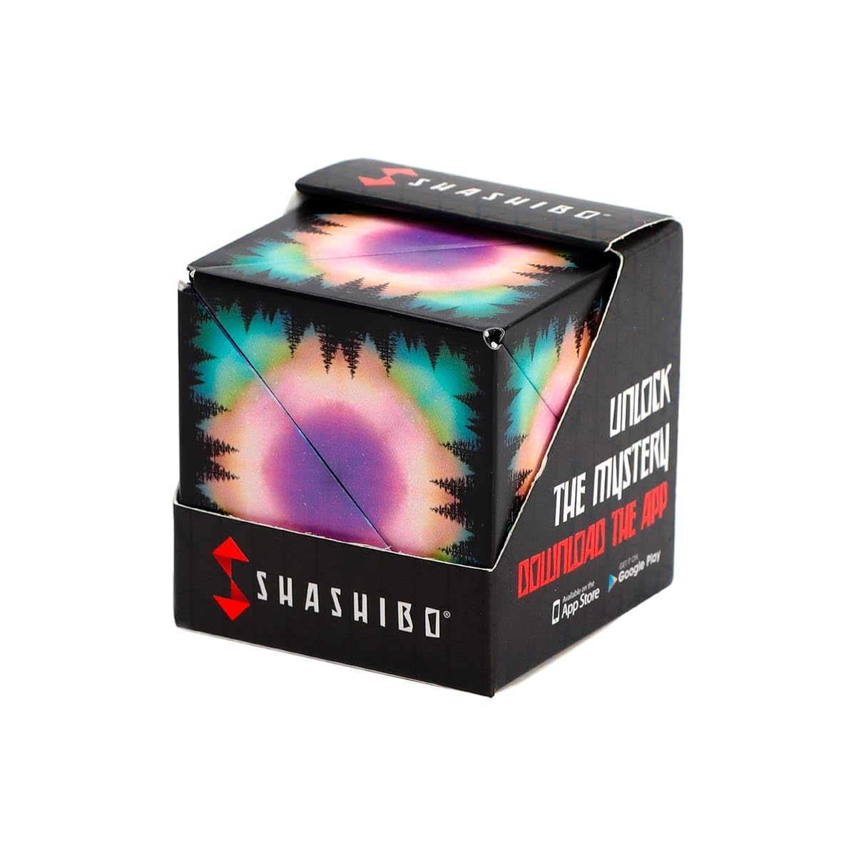 Shashibo Moon shape-shifting box in action showing multiple forms