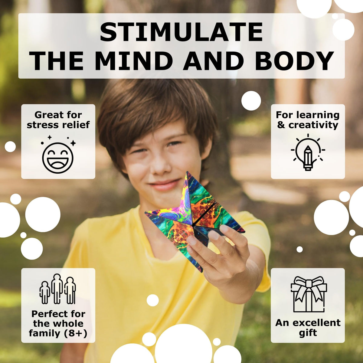 Shashibo Octa provides satisfying clicks to help focus during play.