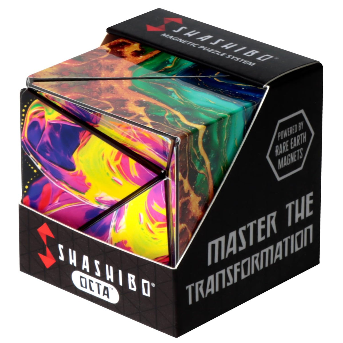 Shashibo Octa shape-shifting box inspires creative, screen-free play with magnetic panels.