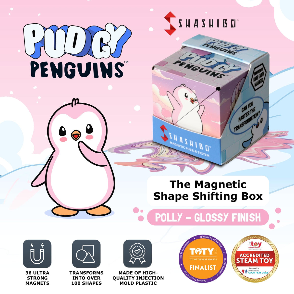 Shashibo Pudgy Penguins Polly transforms into shapes to boost spatial thinking