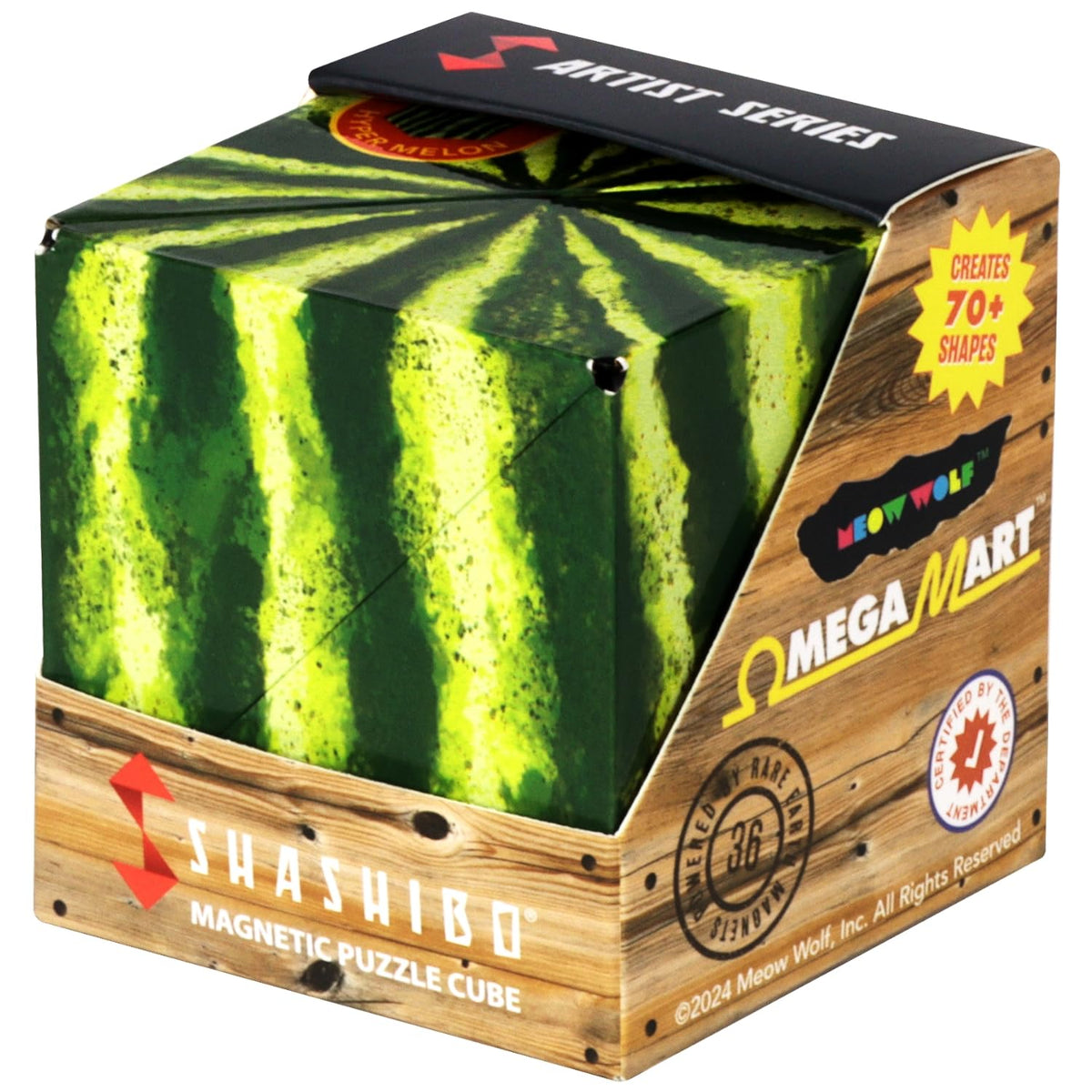 Shashibo Shape Shifting Box closed cube for tactile focus and quiet play.