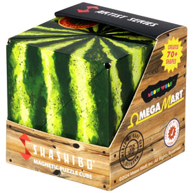 Shashibo Shape Shifting Box closed cube for tactile focus and quiet play.