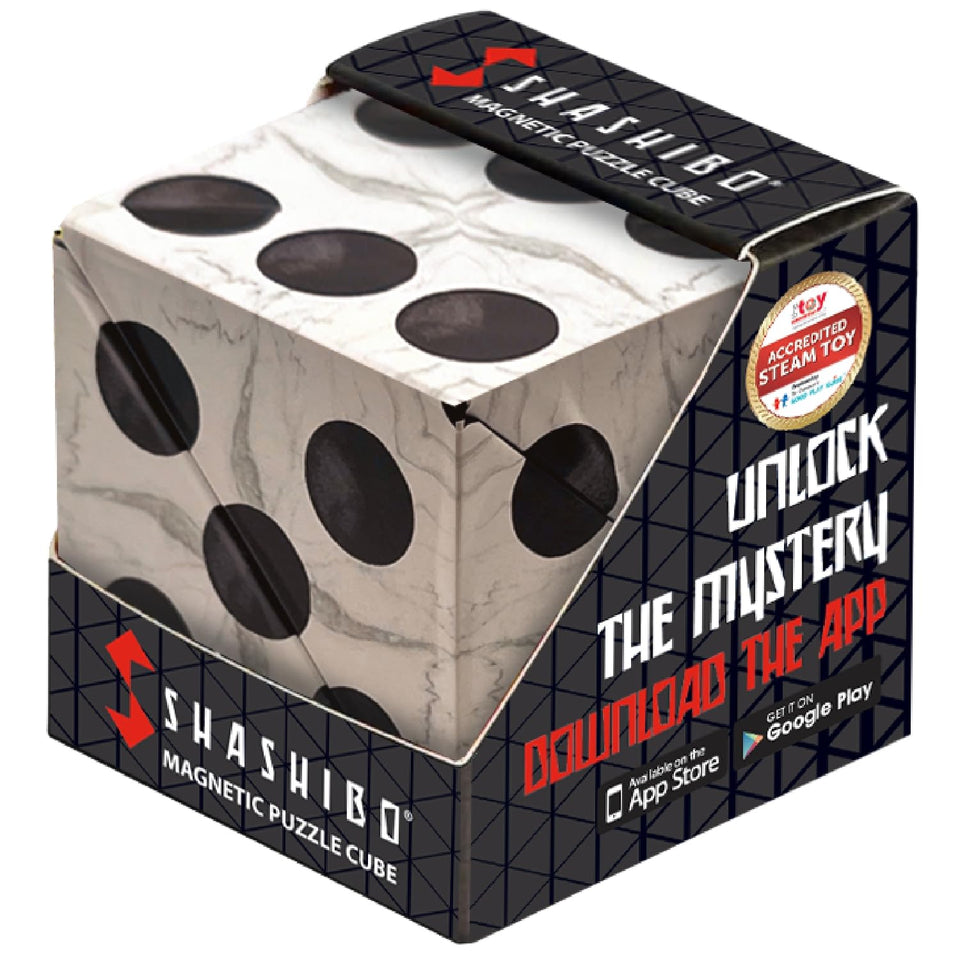 Shashibo Shape Shifting Box closed, compact for travel and focus.