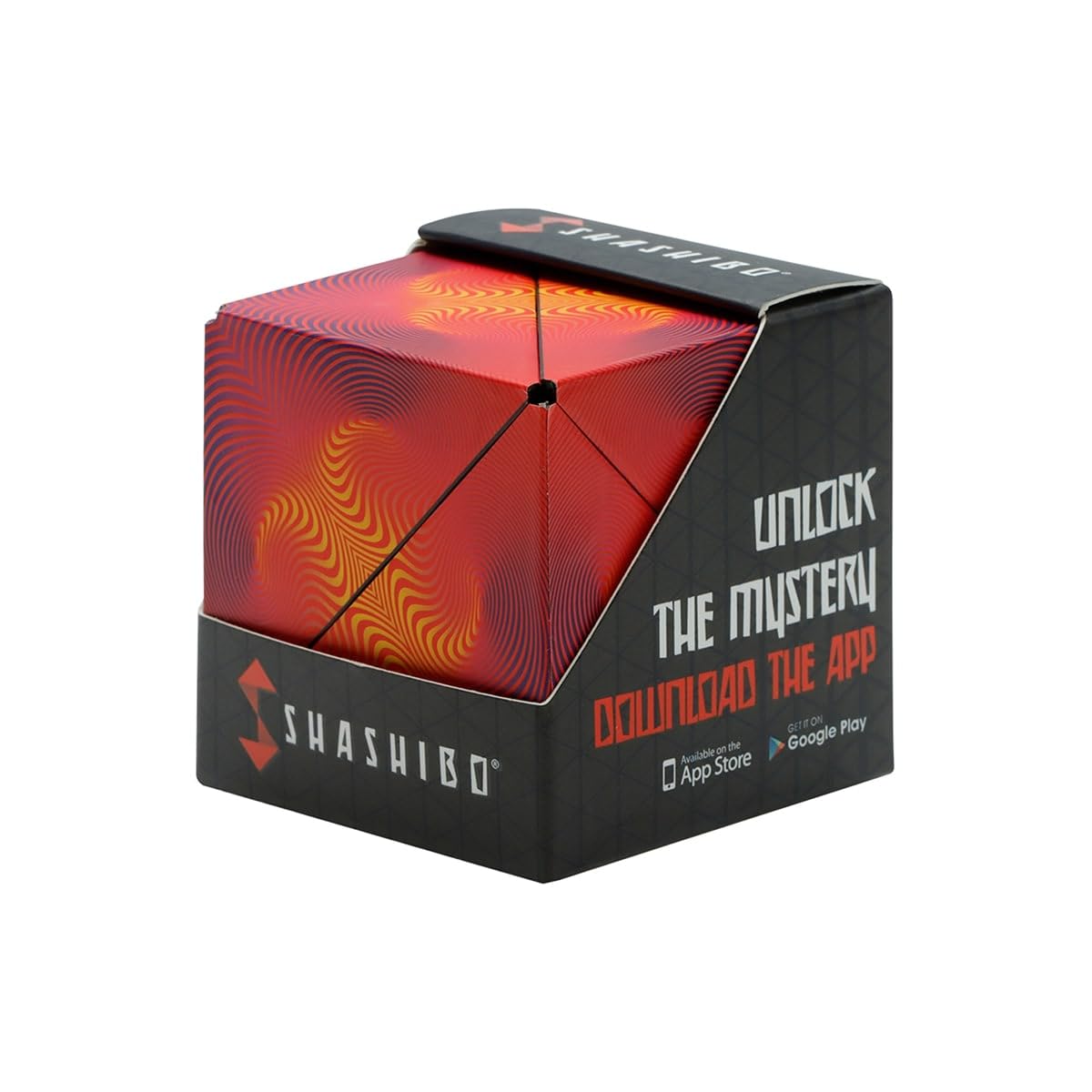 Shashibo Shape Shifting Box cover highlights award-winning design for tactile focus and screen-free fun.