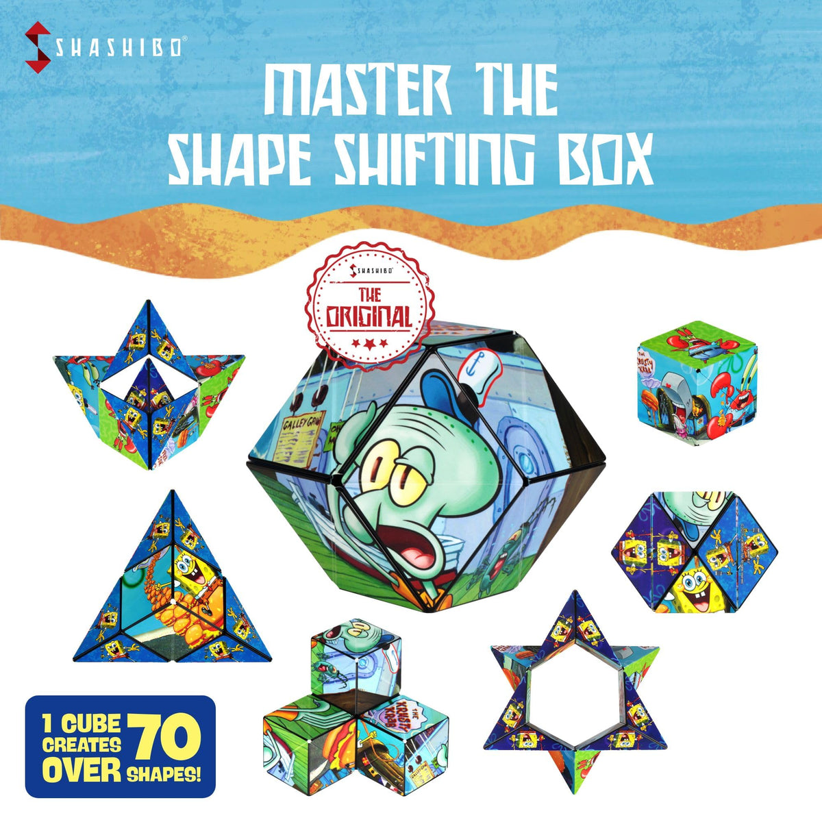 Shashibo SpongeBob magnets enable linking with other cubes for bigger designs.