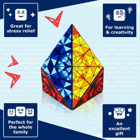Shashibo Squared Box showcasing 3D structures, build bigger setups with multiple cubes.