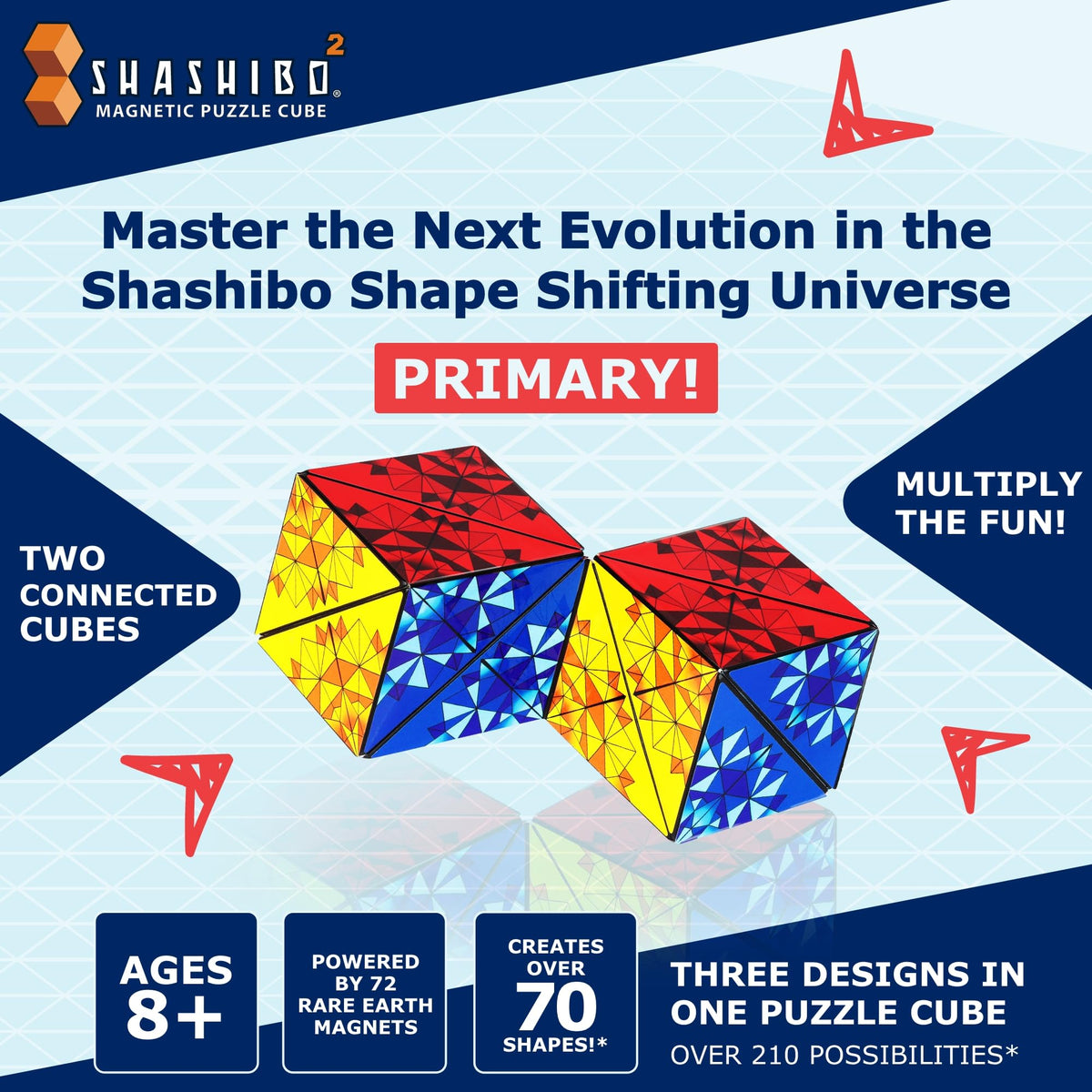 Shashibo Squared Box with 72 magnets, arranging endless shapes for creative play.