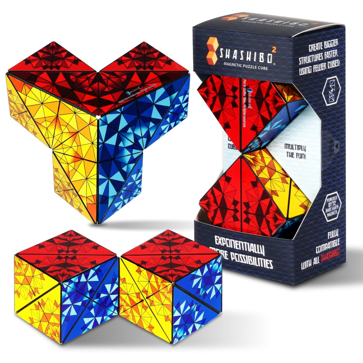 Shashibo Squared Box magnetic puzzle cube in action, a portable fidget for focus.