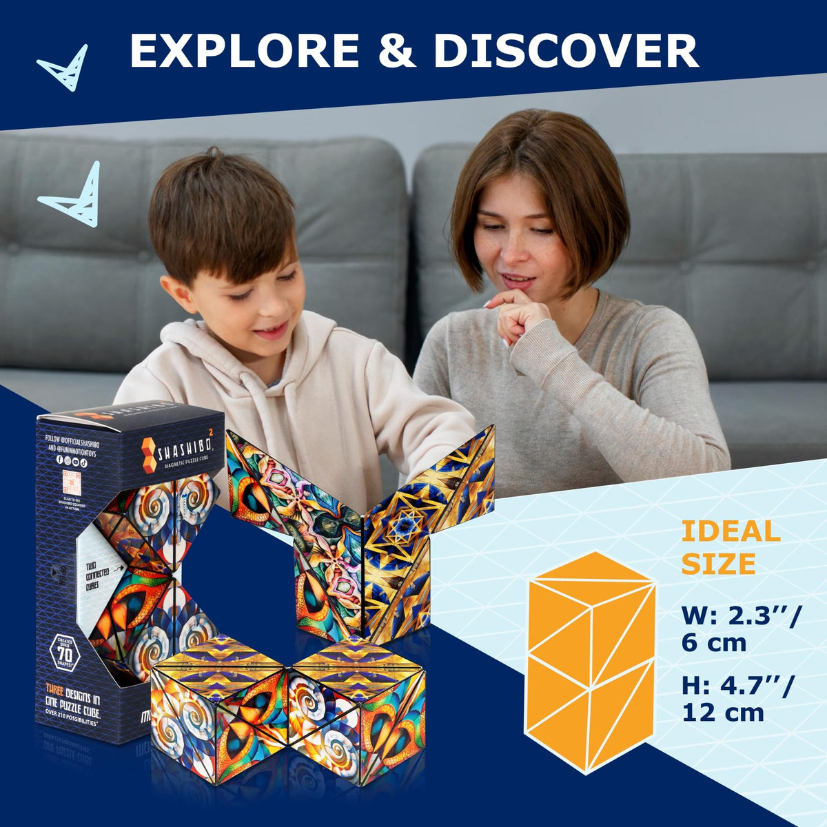 Shashibo Squared fluid twist action—smooth motion for calming, focused activity.
