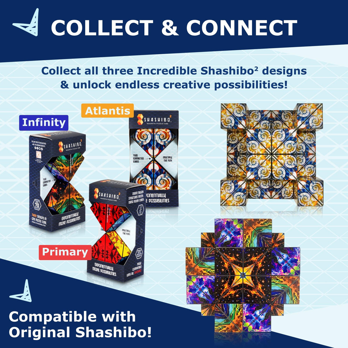 Shashibo Squared award-worthy design—premium sensory toy pairs with other Shashibo cubes.