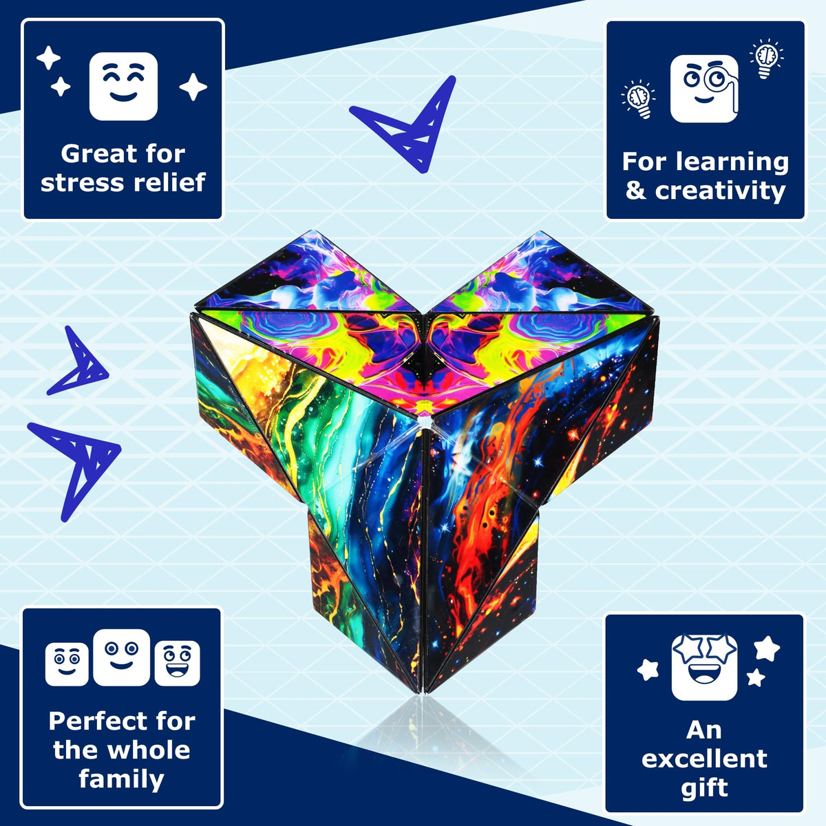 Shashibo Squared pattern reveals versatility for creative problem solving.