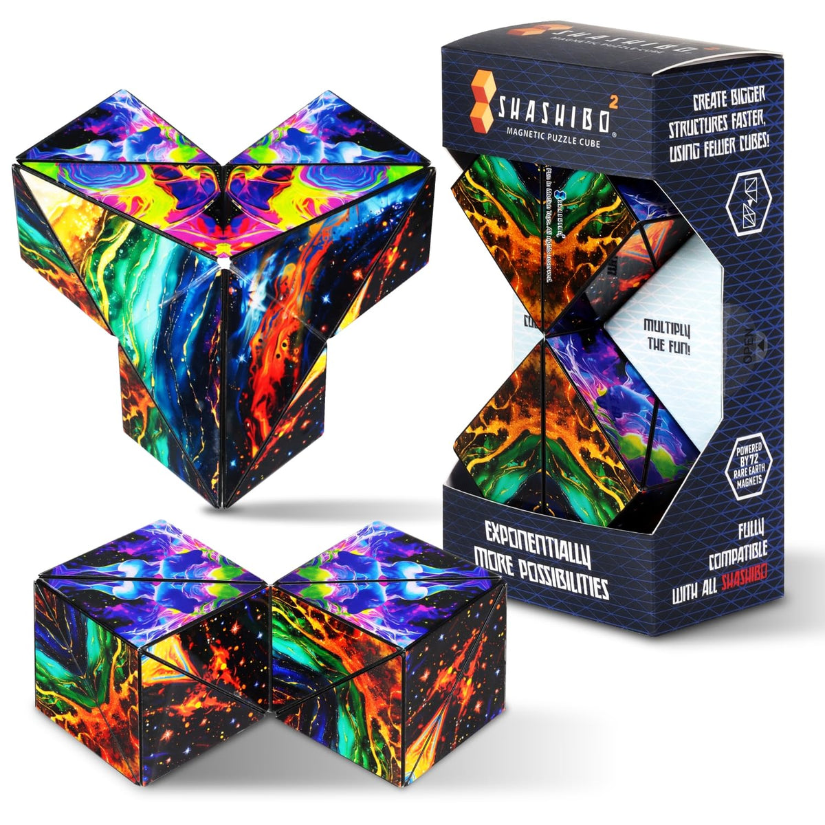 Shashibo Squared shape shifting box shown for tactile exploration and focus.