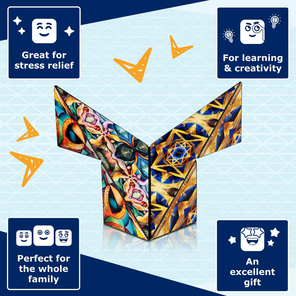 Shashibo Squared structure building—expand play with bigger, connected magnetic cubes.