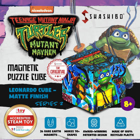 Shashibo TMNT artwork patterns highlight collectible art and engaging visual appeal.