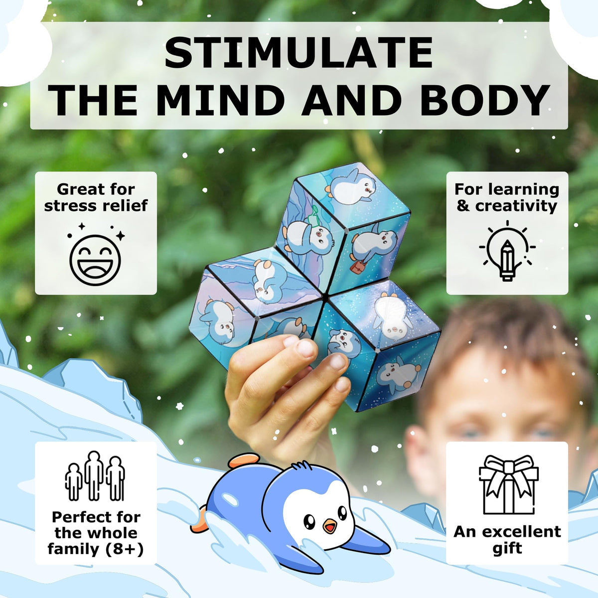 Shashibo ultra-strong magnets puzzle cube, enabling stable shape changes and satisfying movements.