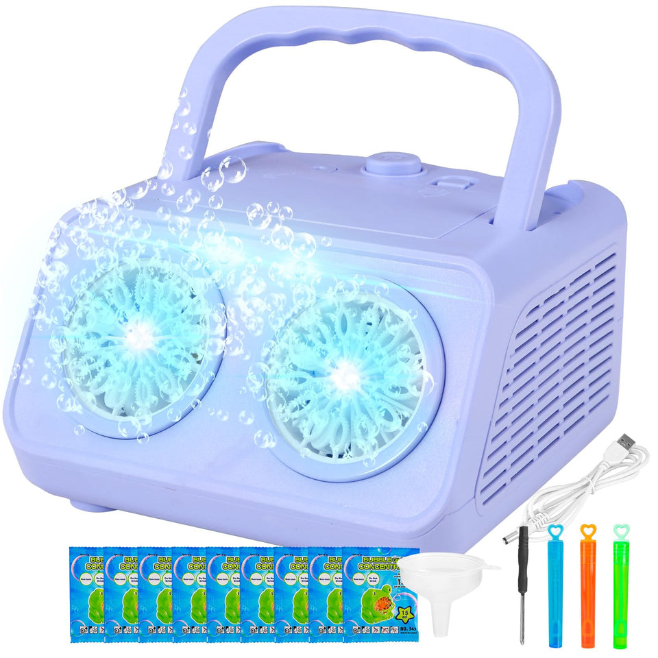 SHCKE automatic bubble machine with dual motors delivers a dramatic bubble storm for parties