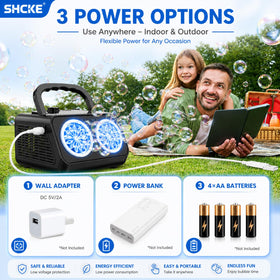 SHCKE dual-motor bubble machine close-up highlighting power and speed