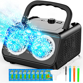 SHCKE bubble machine front view showing portable design for parties