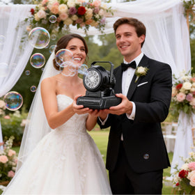 SHCKE bubble machine ready for outdoor parties, weddings, and camping