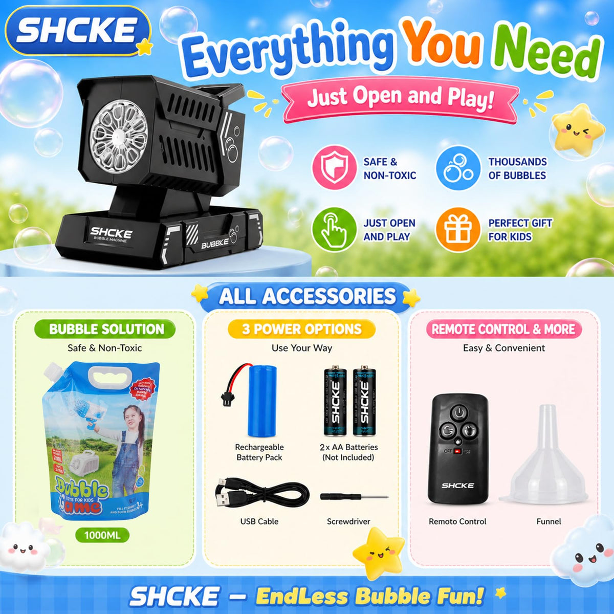 SHCKE Bubble Maker ideal for outdoor parties and weddings