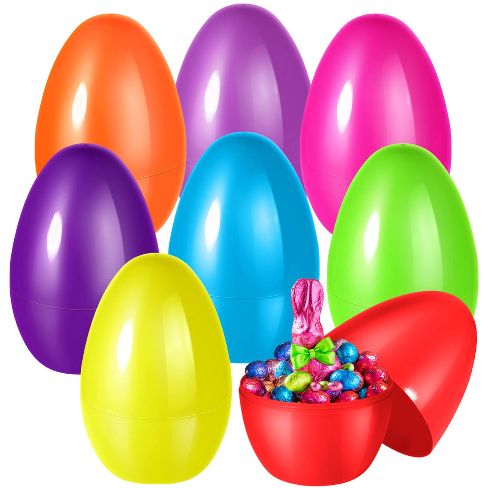 Shemira 8-pack jumbo Easter eggs in 10-inch size for easy egg hunts