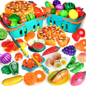 Shemira cutting play food set with safe knives for pretend cooking.