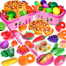 Shemira cutting play food set with two baskets for easy storage