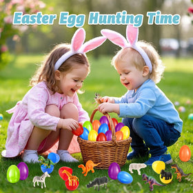 Shemira Easter eggs hunt setup with ready-to-play toy surprises.