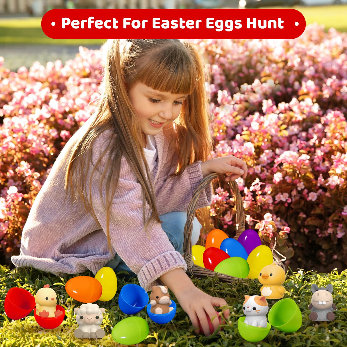 Shemira egg hunt setup with 12 color eggs for festive events.