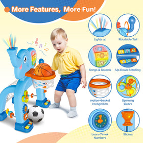 Shemira elephant toy with rotating patterns for visual fun and fine motor practice.