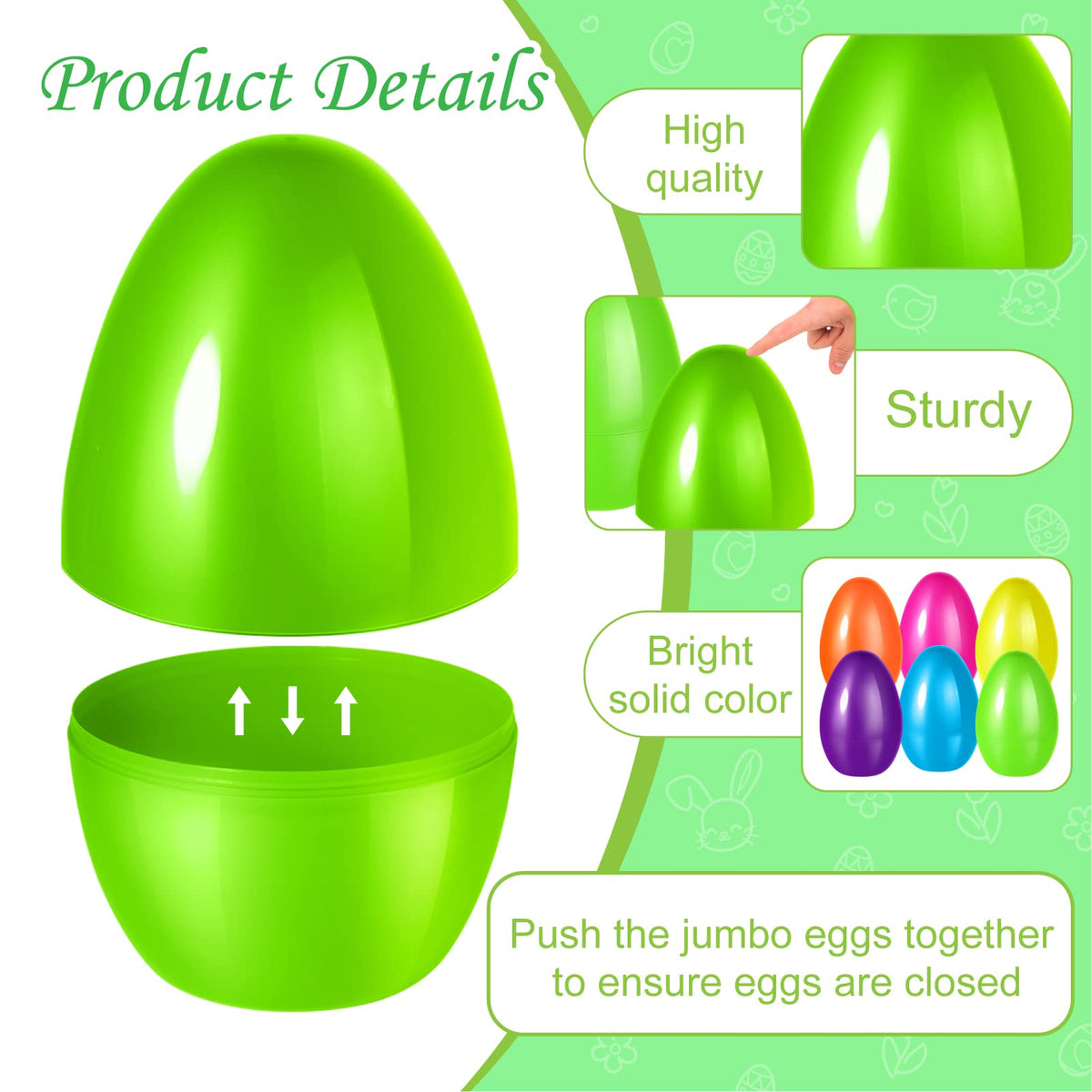 Shemira fillable Easter eggs closeup highlighting glossy durable plastic