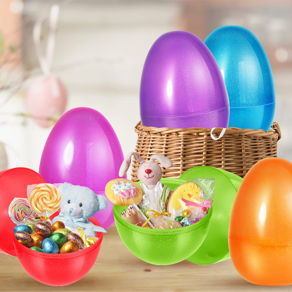 Shemira pink glitter jumbo Easter egg brightening Easter celebrations