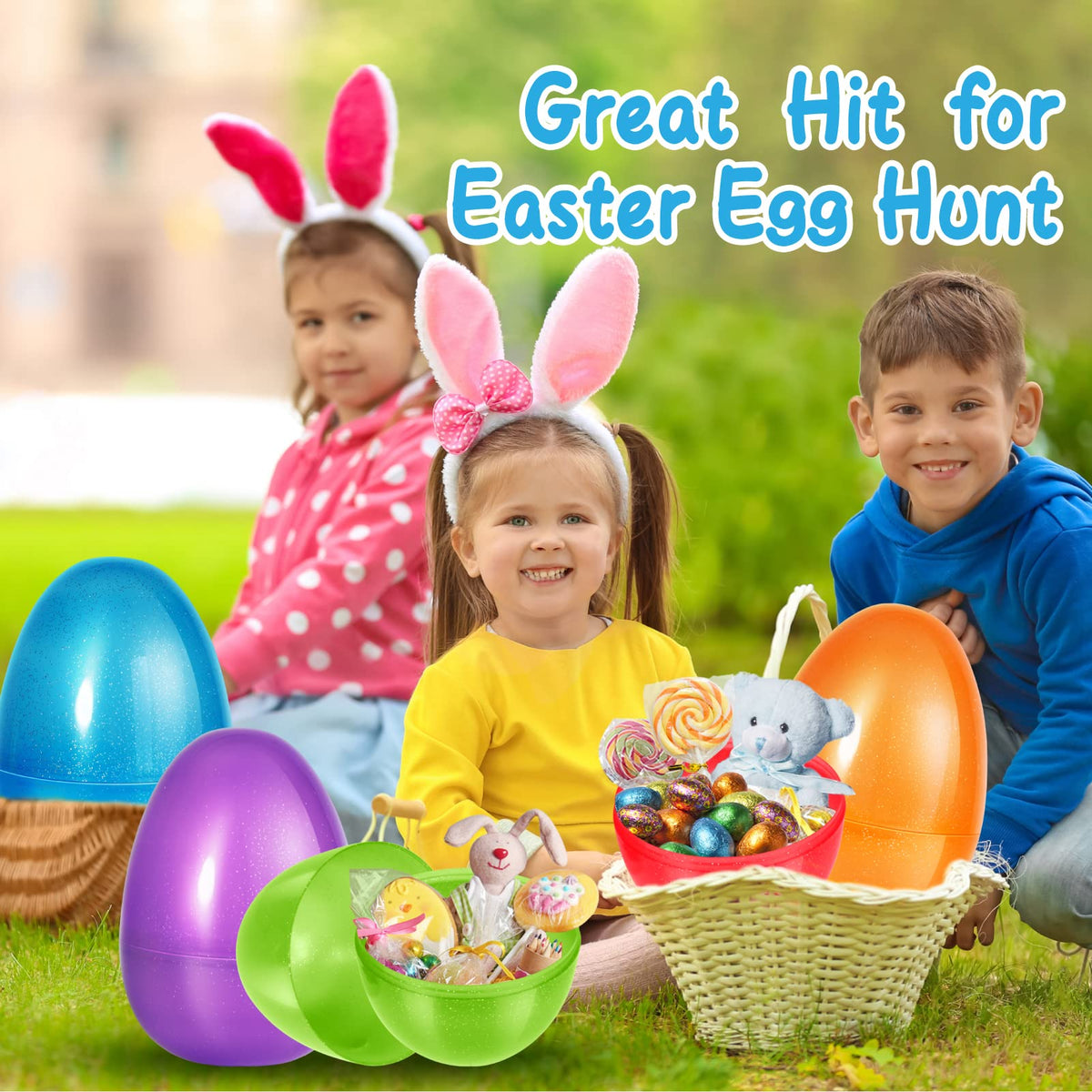 Shemira purple glitter jumbo Easter egg eye-catching for egg hunts