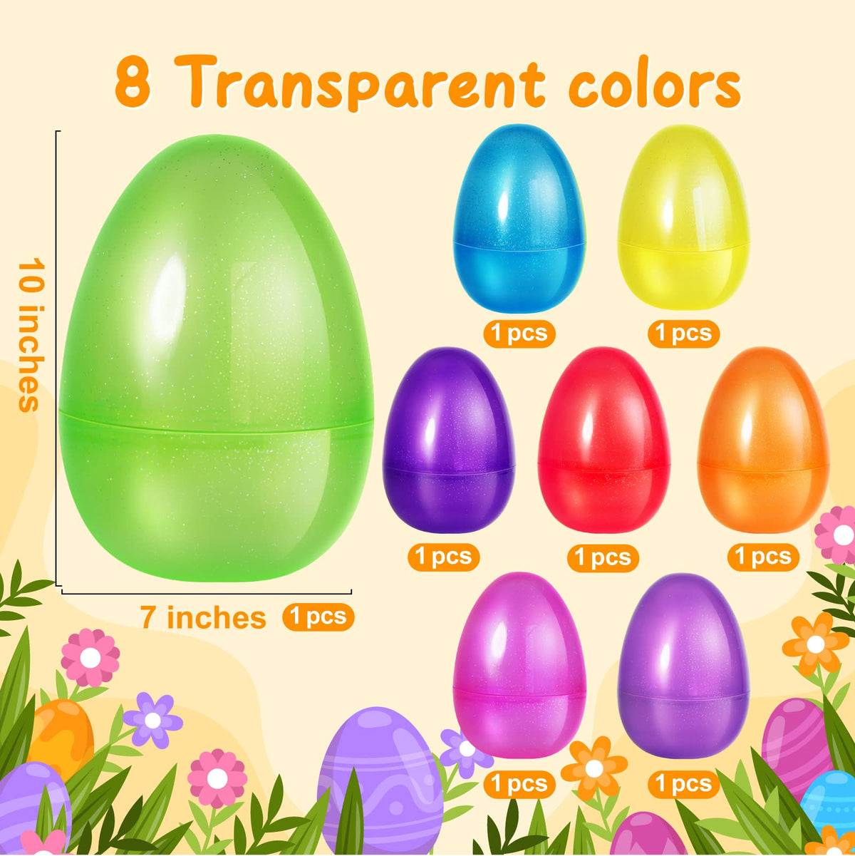 Shemira yellow glitter jumbo Easter egg ideal for color-filled hunts