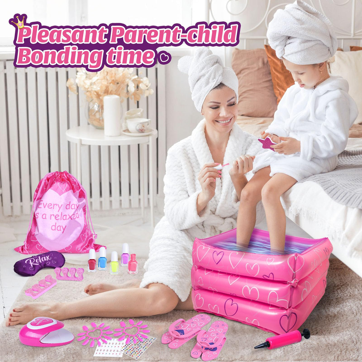 Shemira Gift Set inflatable foot tub enables a cozy at-home spa soak.