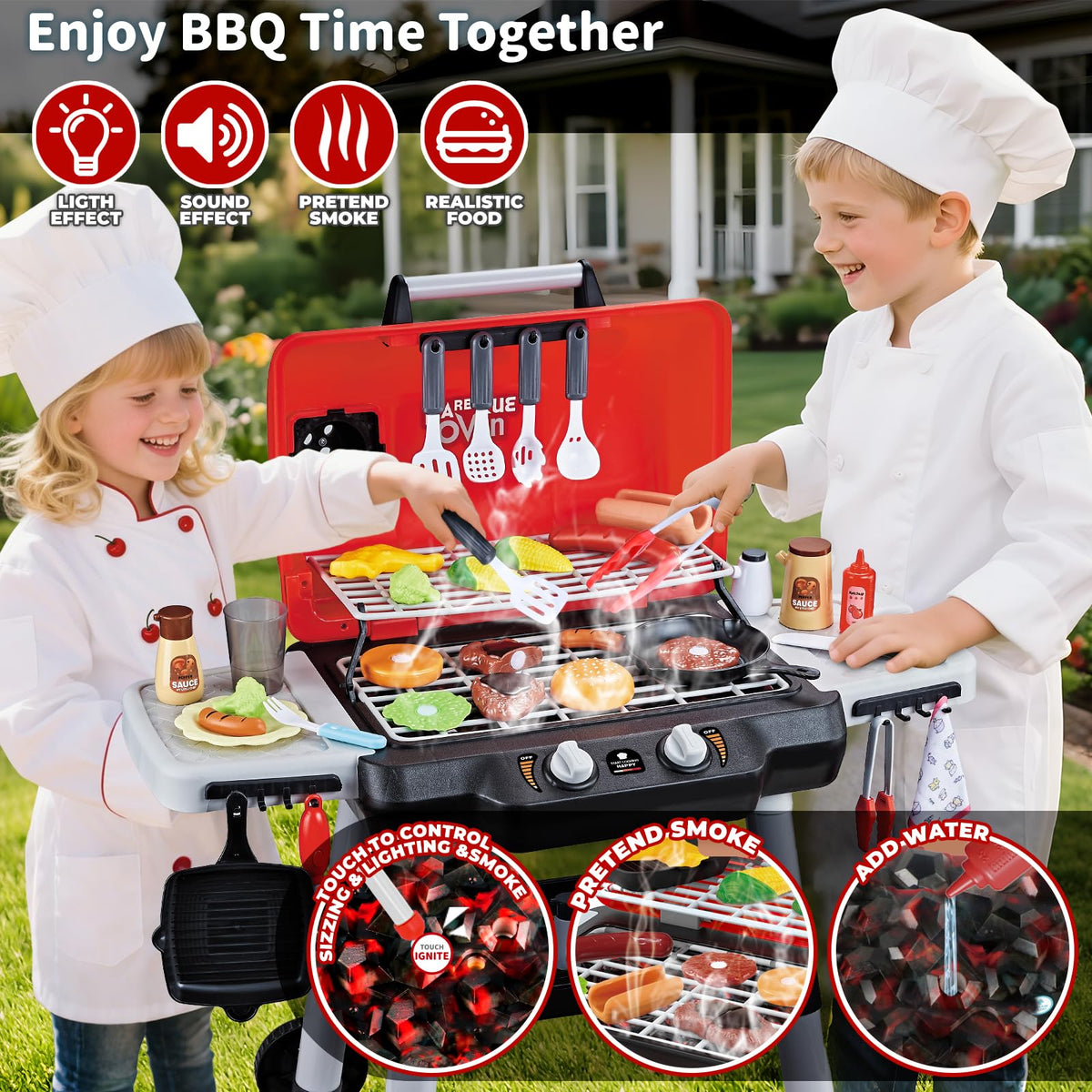 Shemira playset with immersive lights and sizzling sounds for realistic BBQ.