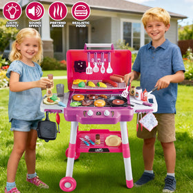 Shemira grill with extendable side tables and hooks for easy prep and organization